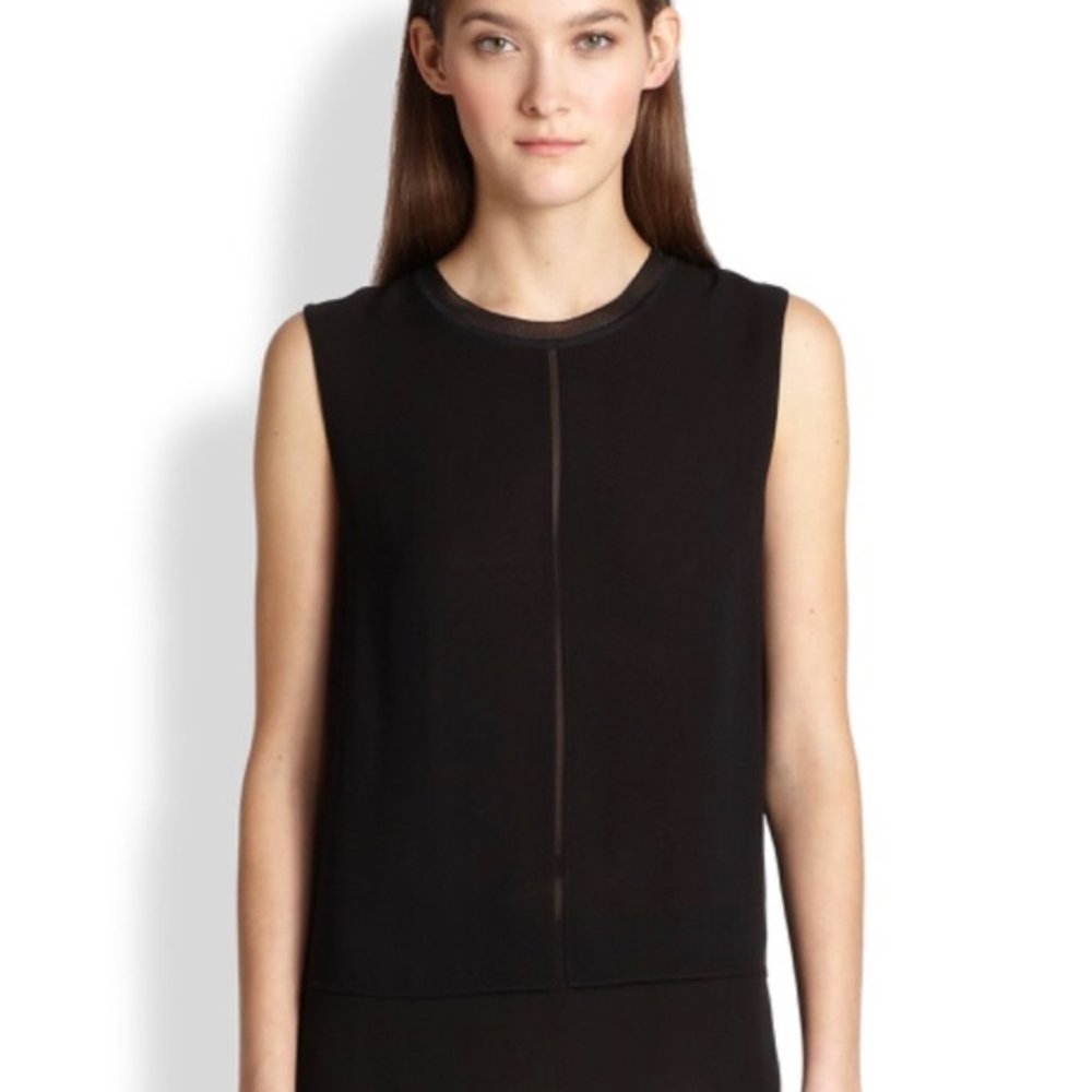 NWOT - Vince Sleeveless Silk Overlay Blouse Black